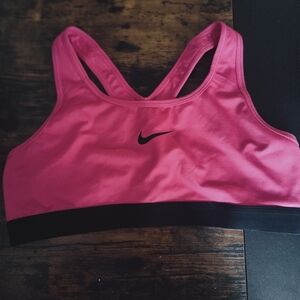Nike Women's Vibrant Pink and Black Sports Bra